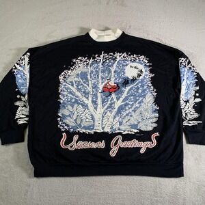 Vintage Nut Cracker Sweatshirt Womens 2XL Seasons Greetings Santa Christmas 1991